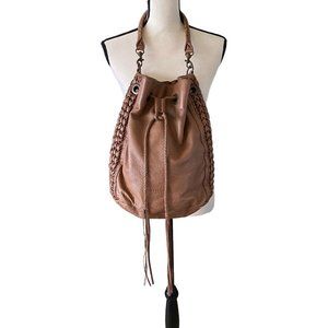 Liebeskind Berlin Brown Louisa Bellow Braided Leather Shoulder Bucket Bag